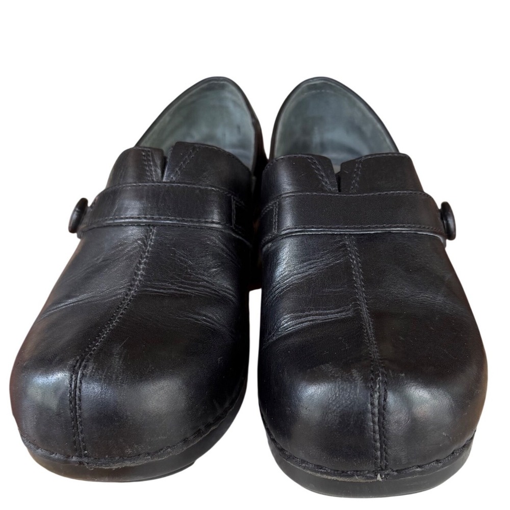 Dansko Tamara  Black Leather Clogs 
Strap Block Heel Shoes Womens‎ 37